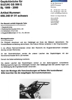 Hepco&Becker 500 E (1989-2000) topcase carrier - 650348 01 01