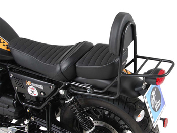 Sissybar z tylnym bagażnikiem w kolorze czarnym do Moto Guzzi V9 Bobber/Special Edition (2021-) (długie siedzenie)