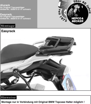 Hepco&Becker BMW S 1000 XR (2015-2019) Easyrack-Metal Carrier for TC - 662675 01 01