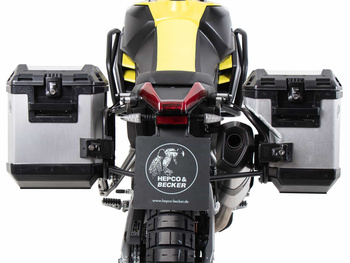 Wycięcie na bagażnik boczny w kolorze czarnym, w tym srebrne kufry boczne Xplorer do Aprilia Tuareg (2022-2024)