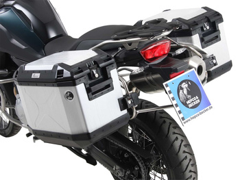 Wycięcie na kufer boczny ze stali nierdzewnej, w tym kufry boczne Xplorer w kolorze srebrnym do BMW F 850 GS (2018-2023)