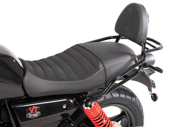 Sissybar z tylnym bagażnikiem w kolorze czarnym do Moto Guzzi V7 Stone Special Edition (850ccm) (2022-2023)