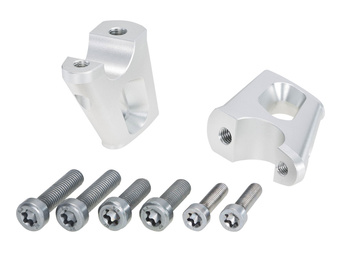 Podwyższenie kierownicy z offsetem 25 mm, tył 23 mm, srebrne do BMW R nineT Pure (2017-2023)